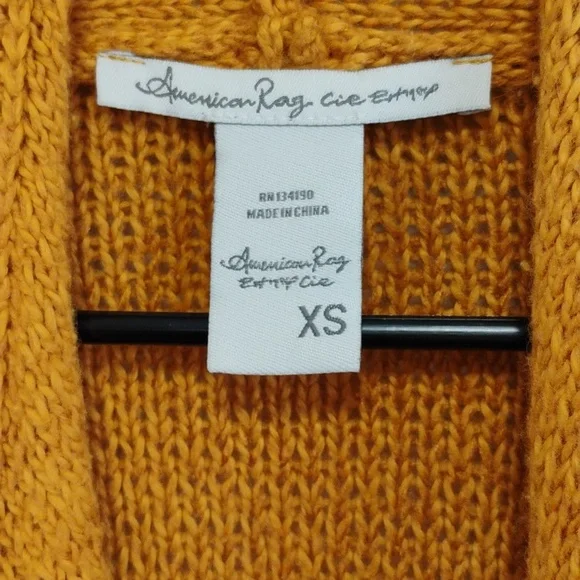 American Rag | Mustard Yellow Open-Front Asymmetrical Knit Cardigan | XS - Picture 4 of 5